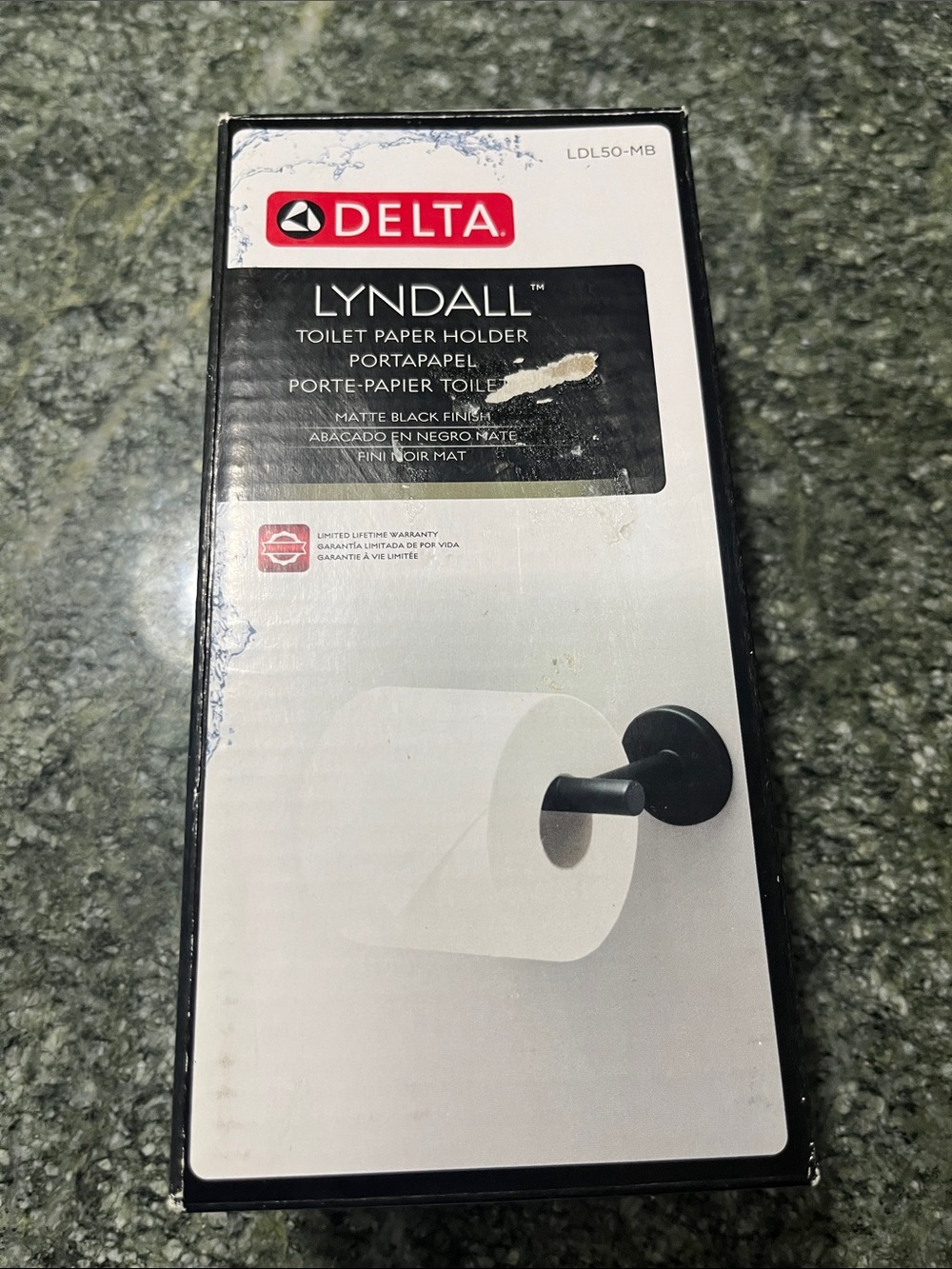 Delta Lyndall Matte Black Single-Post Toilet Paper Holder